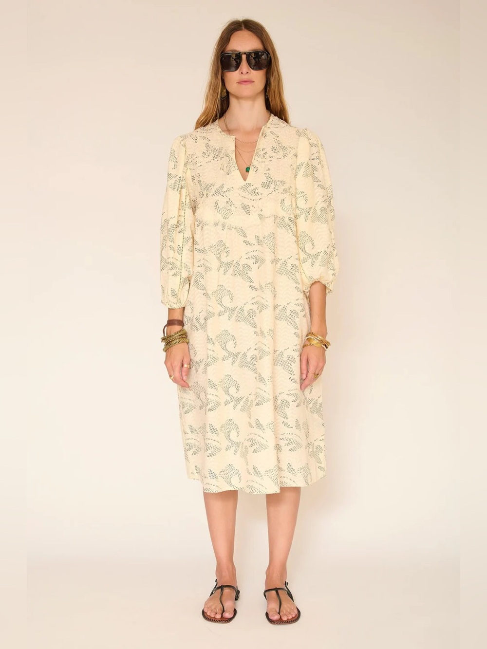 NWT MKT Studio Radeon Cream Floral Midi Dress